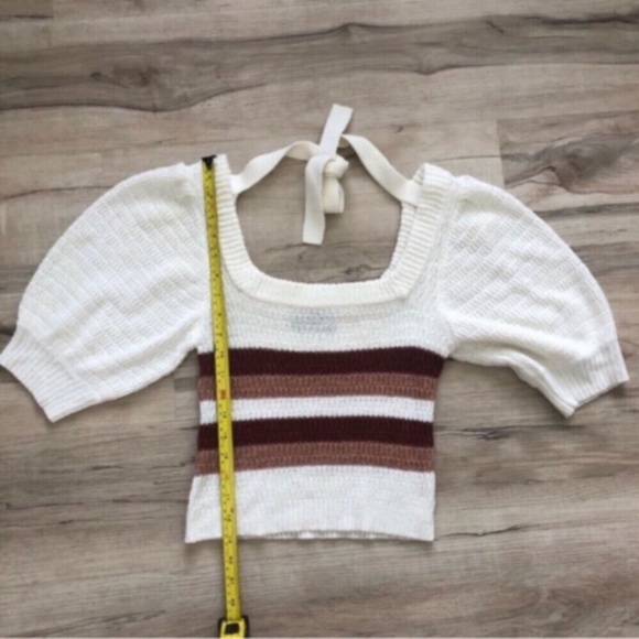 MINKPINK White and Brown Striped Blouse - Picture 4 of 6